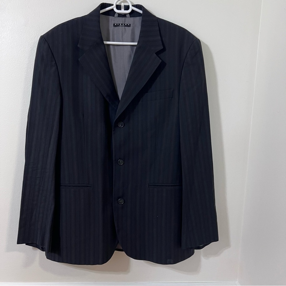 Sisley Black pinstripe blazer, size 52 US 42. Excellent condition!